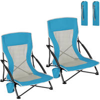 STRANDSTUHL 2ER SET mit Armlehne Getränkehalter Blau - Blau, Metall (51/67/65cm) - Coonoor