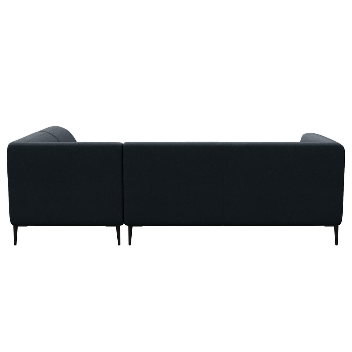 2,5-SITZER ECKSOFA mit Ottomane - Schwarz/Grau, Textil/Metall (252/205cm) - home24