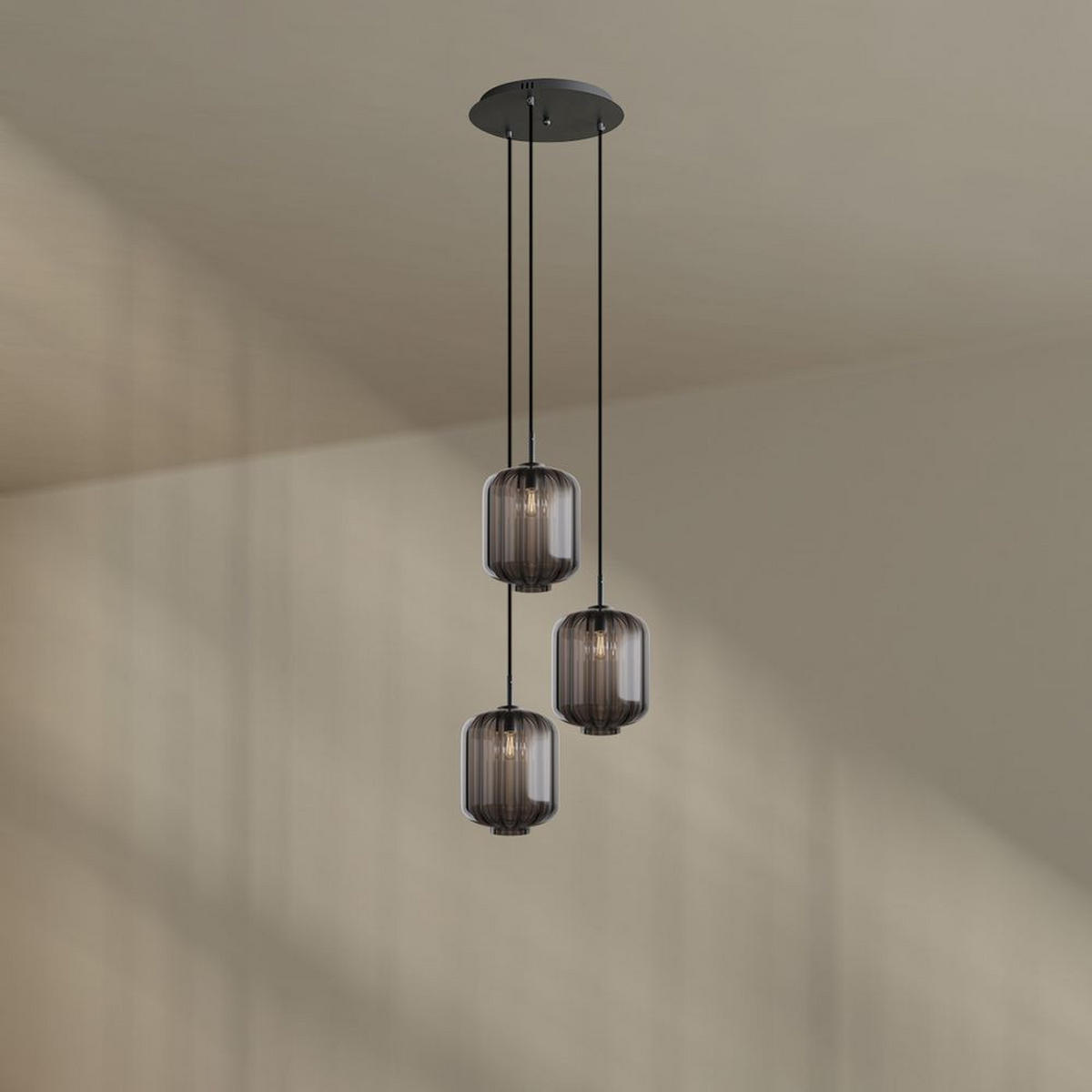 GALERIELEUCHTE Velo 3-flammig Rauch Ø 25 cm - Anthrazit/Schwarz, Glas (25/25/27cm) - s.luce