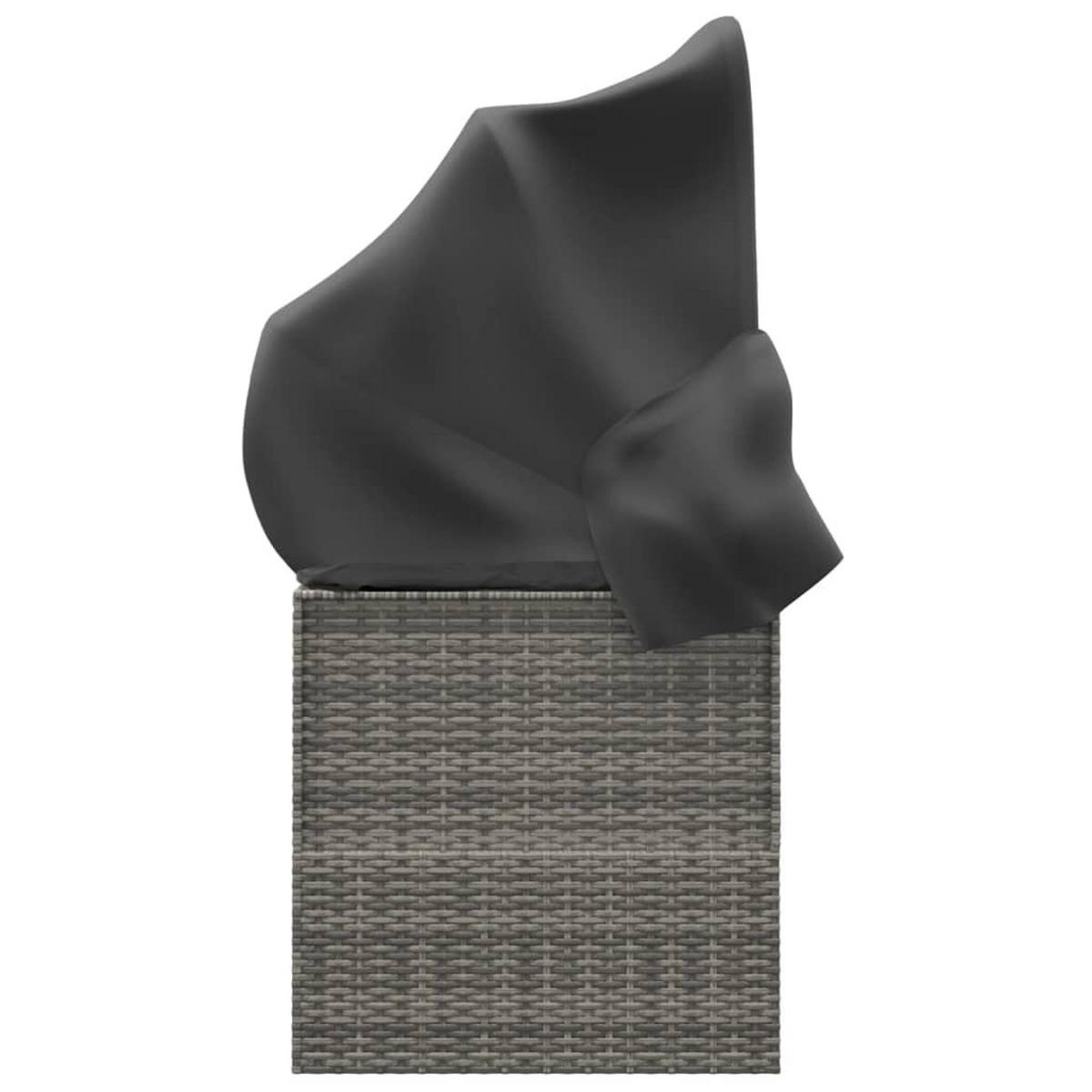 OUTDOOR-LOUNGEBETT mit Dach und Kissen Grau Poly Rattan - Grau, Kunststoff (203/56/58cm) - furnicato