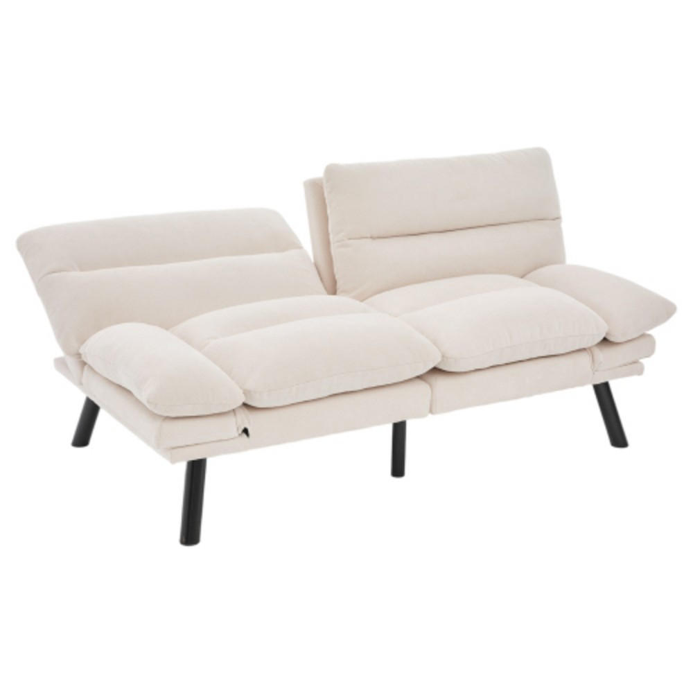 2-SITZER SOFA mit Verstellbare Rückenlehne und Armlehnen, Metallfüße, Beige - Beige, Textil (90/76/165cm) - KOMHTOM