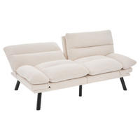 2-SITZER SOFA mit Verstellbare Rückenlehne und Armlehnen, Metallfüße, Beige - Beige, Textil (90/76/165cm) - KOMHTOM
