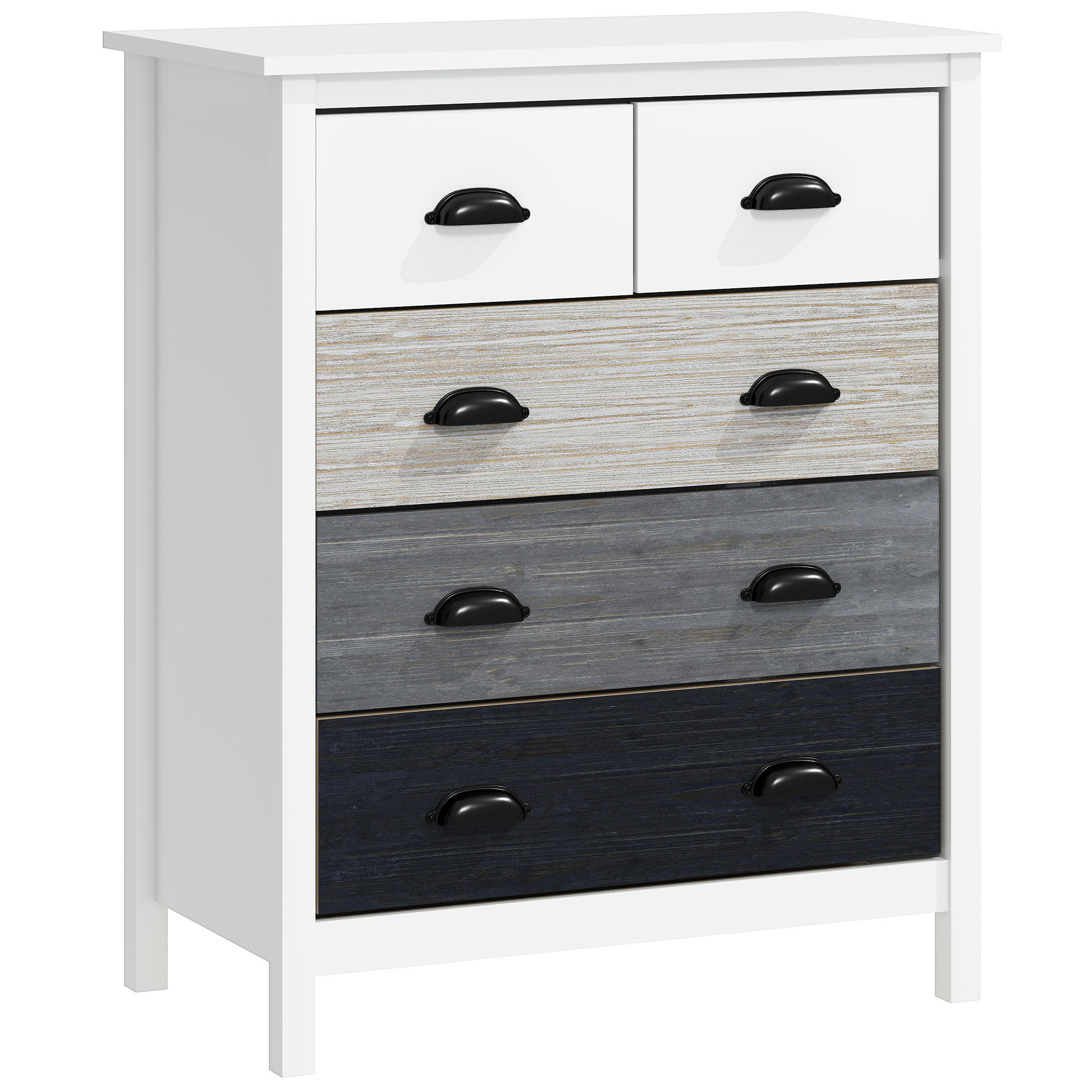 KOMMODE Aufbewahrungsschrank mit 5 Schubladen, Schubladenschrank mit Griff - Weiß, Metall (38/85/70cm) - HOMCOM