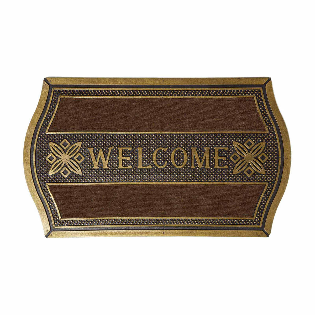 FUSSMATTE Welcome gold-braun, geschwungen 45/75 cm - Braun, Naturmaterialen (45/75cm) - Homescapes