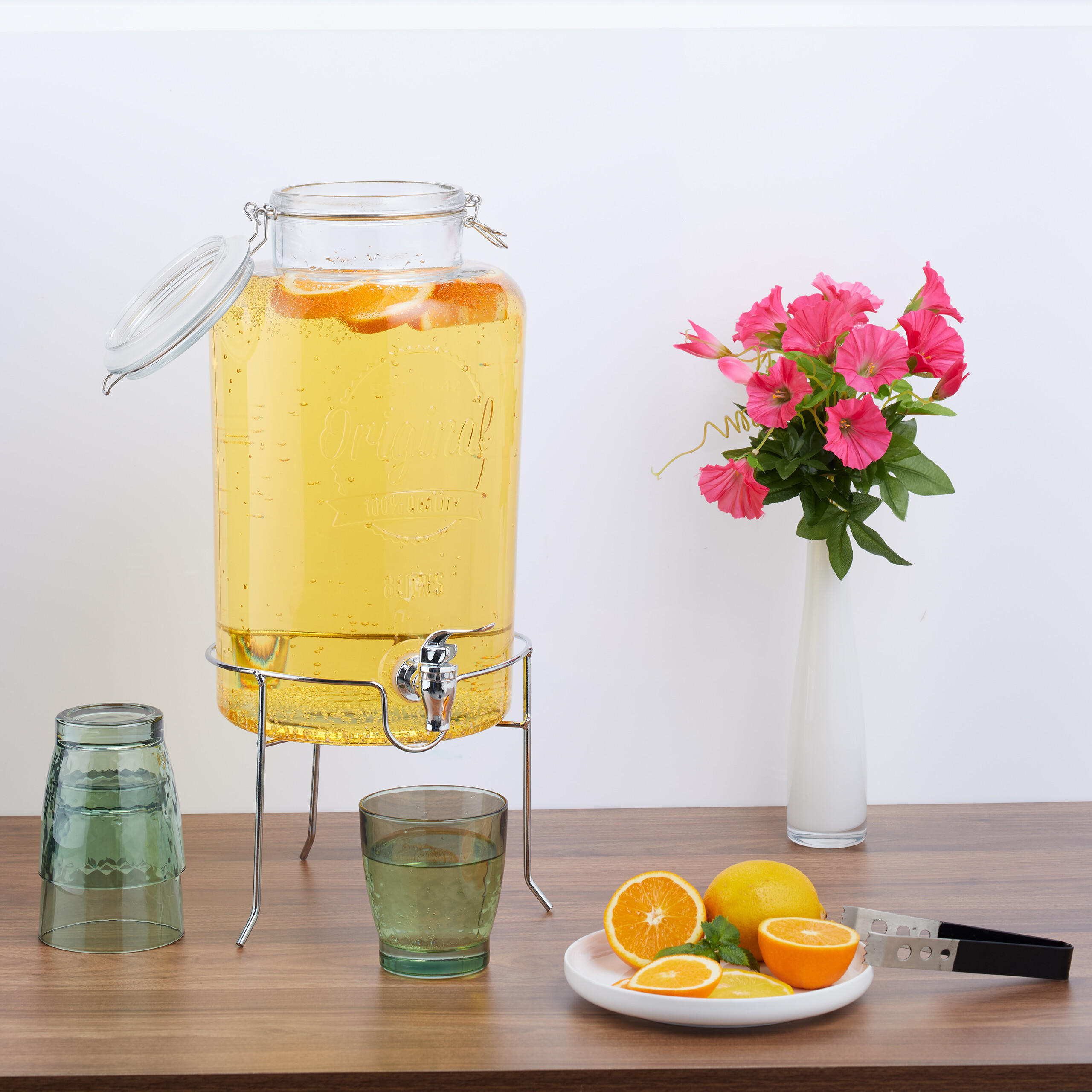 GETRÄNKESPENDER - Transparent, Glas/Kunststoff (8L) - Relaxdays
