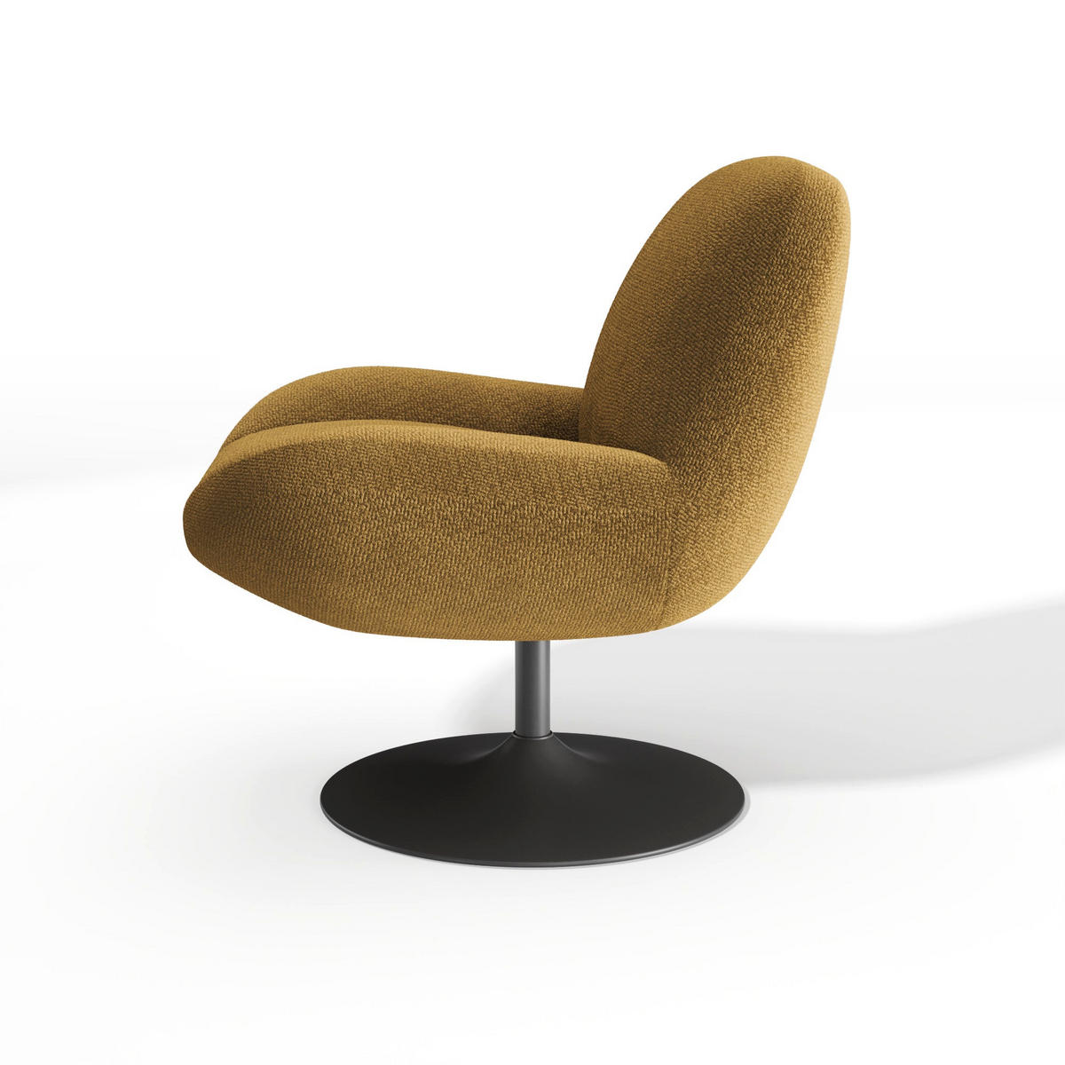 DREHSESSEL RETRO Schlingenvelours Senf 71cm - Gelb/Dunkelgelb, Textil (71/80/76cm) - Premium Interiors