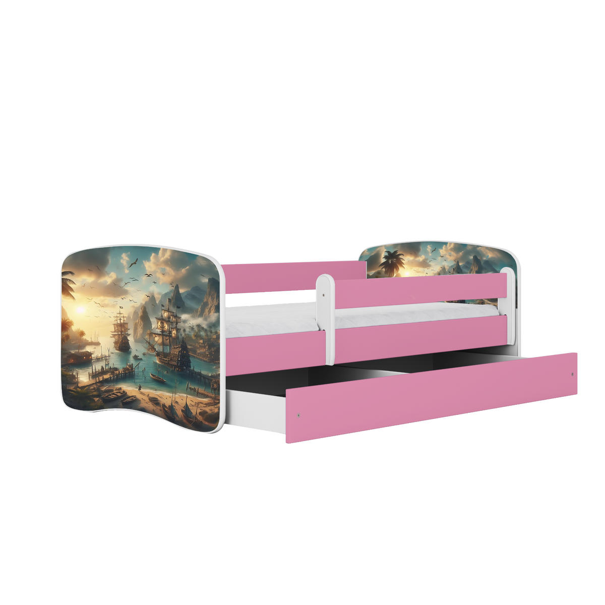 KINDERBETT Schiff mit Schublade 160/80 90/61/164 - Rosa, Holzwerkstoff (80/160cm) - RAUMHIRSCH FURNITURE