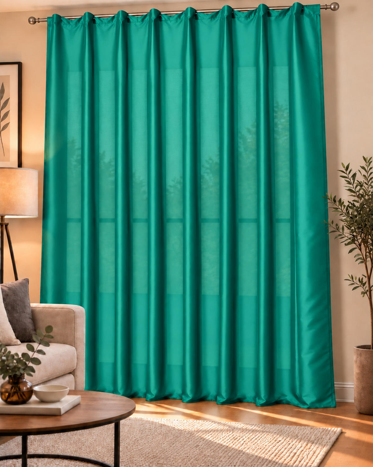 VORHANG Kräuselband 140/245 cm Jadegrün Wildseiden Optik - Jadegrün, Textil (140/245cm) - TiborTex