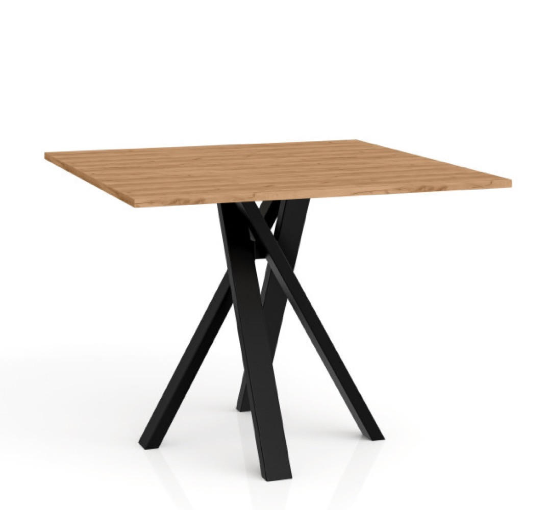 TISCH Gold Craft Eiche IGO Quadratisch Metallgestell 90x90 cm - Braun, Holzwerkstoff (90/90/76cm) - Sepro Meble