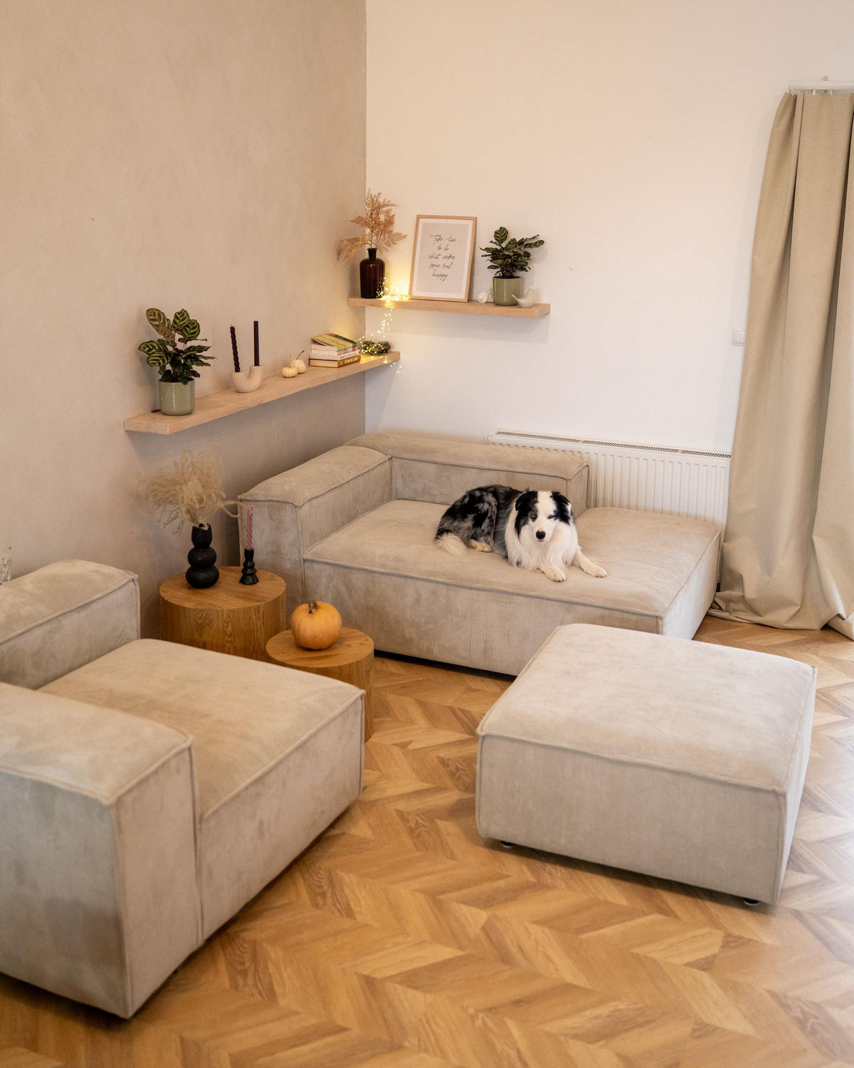 OTOMAN Manšestr Taupe Ardal - šedohnědá, textil (86/45/86cm) - Beliani