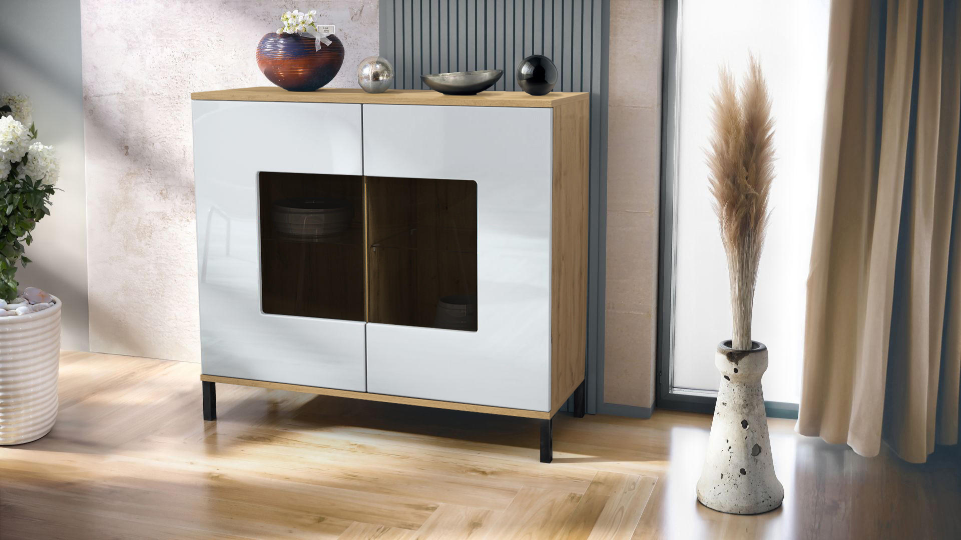 KOMMODE Grömitz Weiß Hochglanz - Weiß Hochglanz, Holzwerkstoff (92.5/83.5/35cm) - Vladon