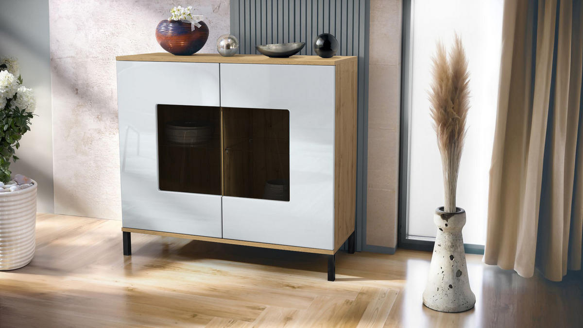 KOMMODE Grömitz Weiß Hochglanz - Weiß Hochglanz, Holzwerkstoff (92.5/83.5/35cm) - Vladon