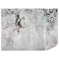 FOTOTAPETE für Büro Zarte Blätter Grau Betonwand Blumen Natur 450x315 - Grau, Papier (450/315cm) - Muralo
