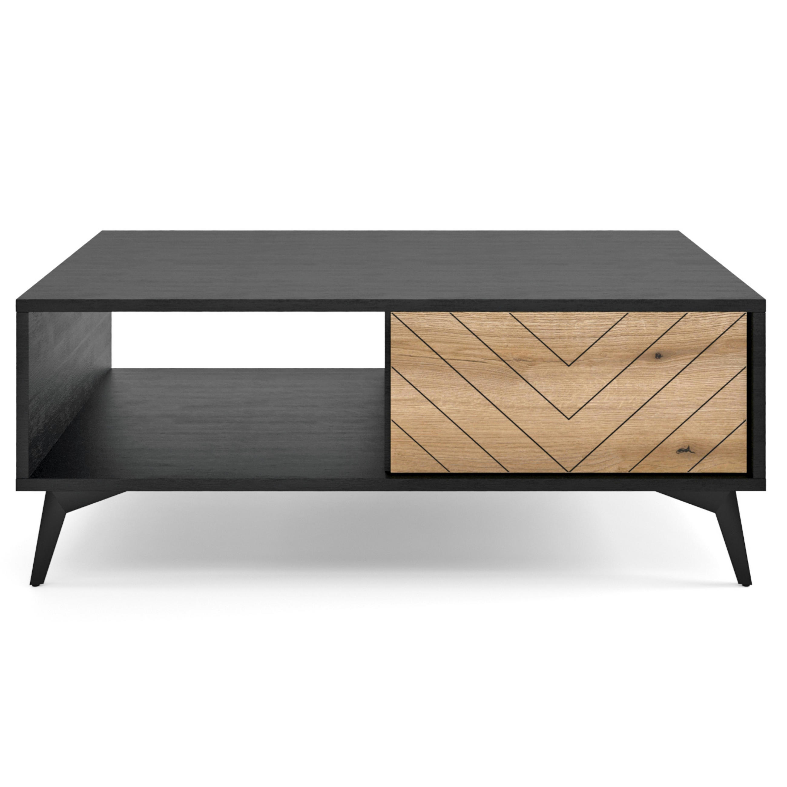 COUCHTISCH Jasper L104 Elegant, Eiche, Schwarz - Eichefarben/Eiche Artisan, Holzwerkstoff/Metall (68/104/40cm) - Komodee