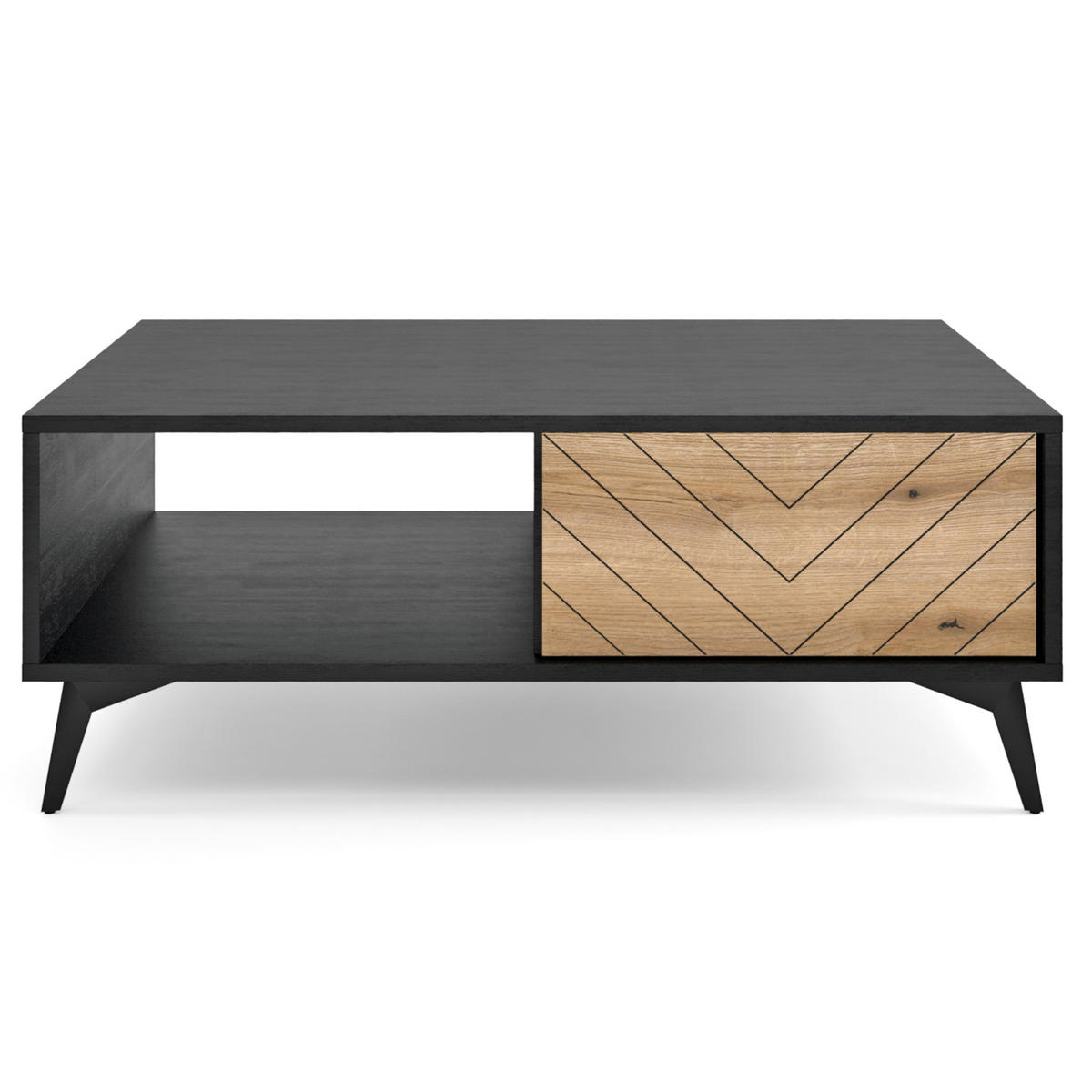COUCHTISCH Jasper L104 Elegant, Eiche, Schwarz - Eichefarben/Eiche Artisan, Holzwerkstoff/Metall (68/104/40cm) - Komodee
