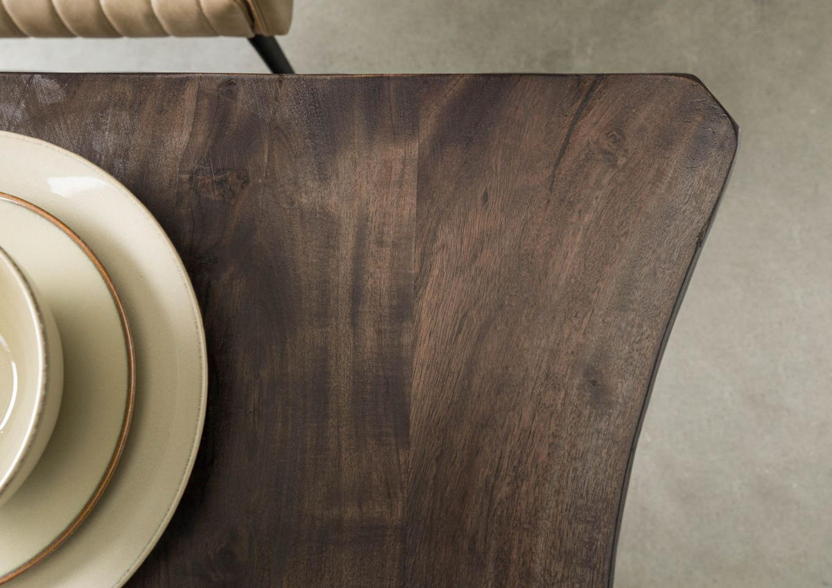 BAUMTISCH Akazie 200x100x77 grau lackiert / X-Beine anthrazit glänzend FREEFORM 5 - Grau, Holz (200/100/77cm) - Massivmoebel24