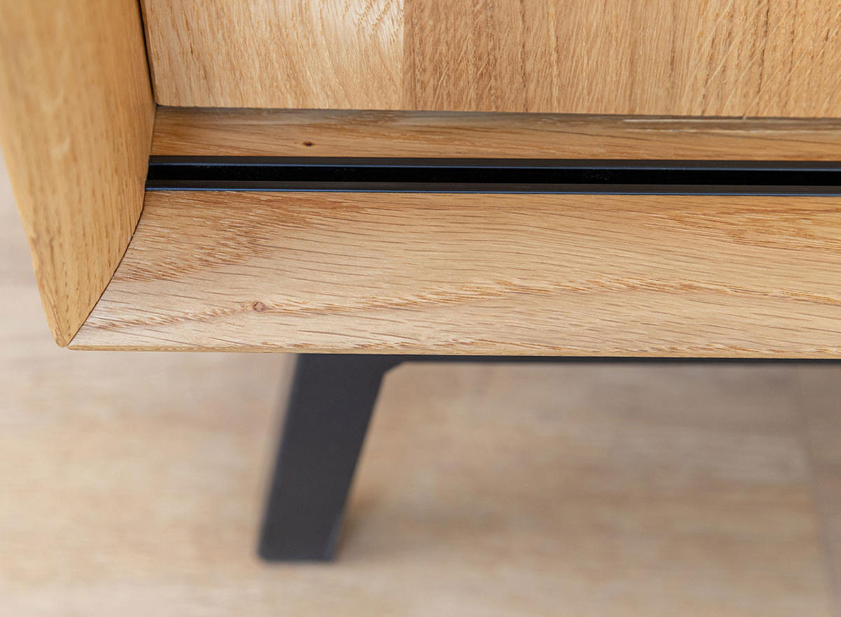 VITRINE Modern Loft Eiche Natur 100 / 45 / 200cm - Eichefarben/Schwarz, Holz (100/200/45cm) - Feldmann-Wohnen