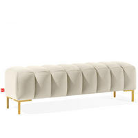 POLSTERBANK Bettbank PECCO, Metallbeinen - Goldfarben/Creme, Holz/Textil (160/50/50cm) - KONSIMO®