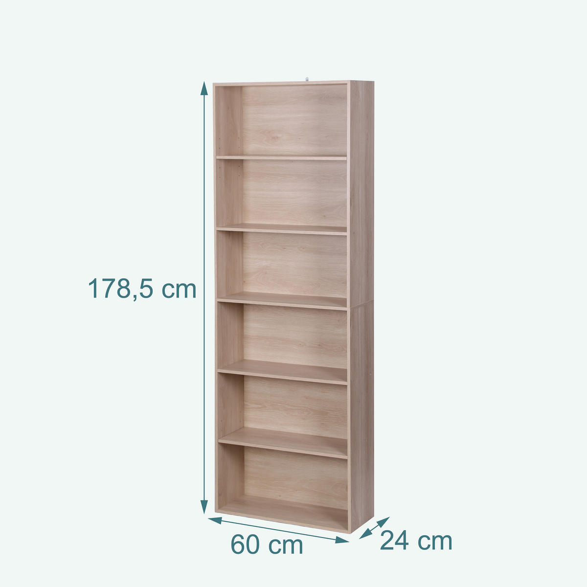 BÜCHERREGAL - Hellbraun, Holzwerkstoff (60/178.5/24cm) - Relaxdays