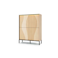 HOCHKOMMODE FAVOS 02 112/148/40 cm in Eiche Vincenza hell und Schwarz mit LED - Eichefarben/Schwarz, Holzwerkstoff (112/148/40cm) - Deine Möbel 24