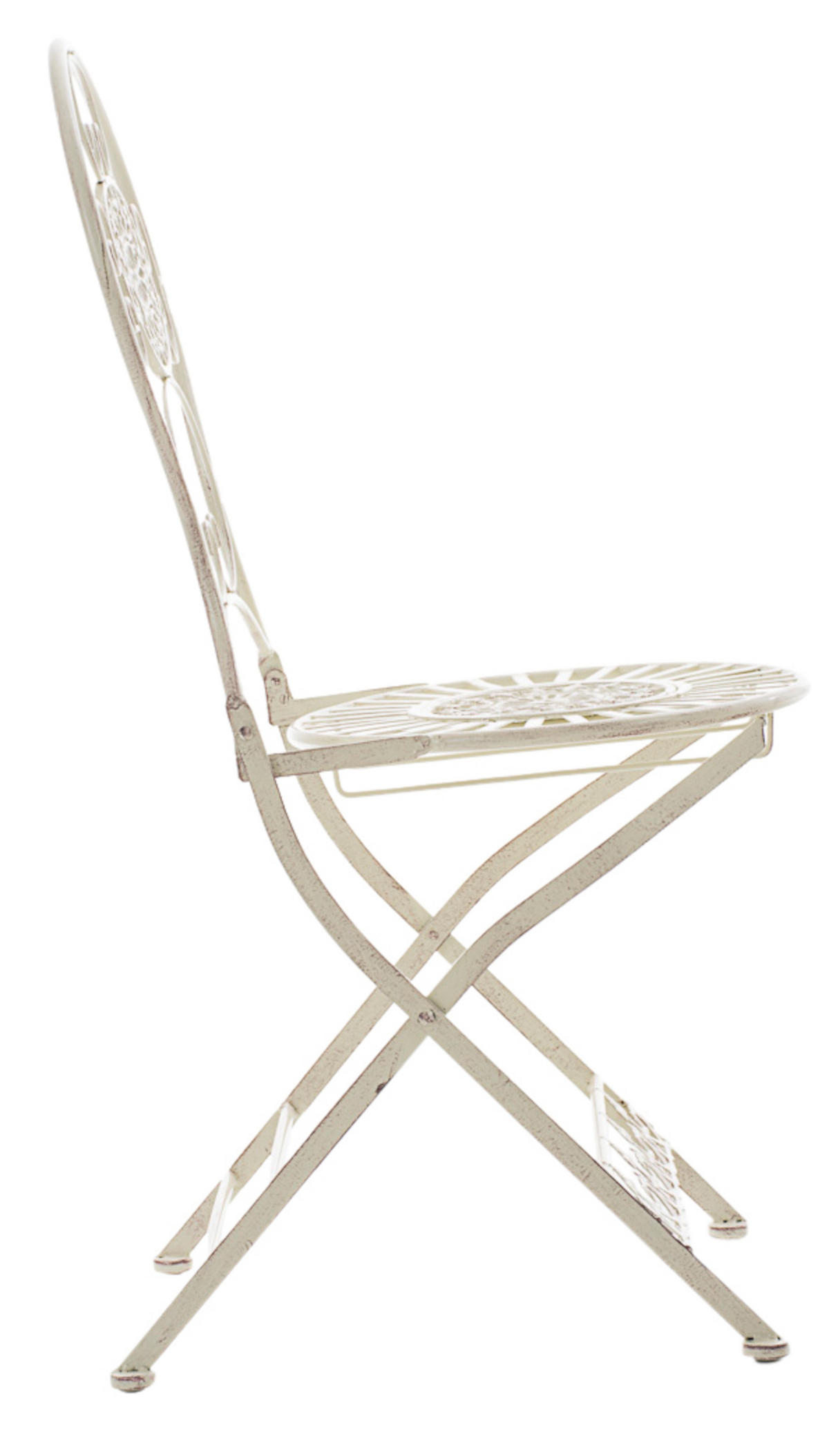 GARTENKLAPPSTUHL 2er Set Metall antik-creme - Creme, Metall (43/91.5/50cm) - CLP