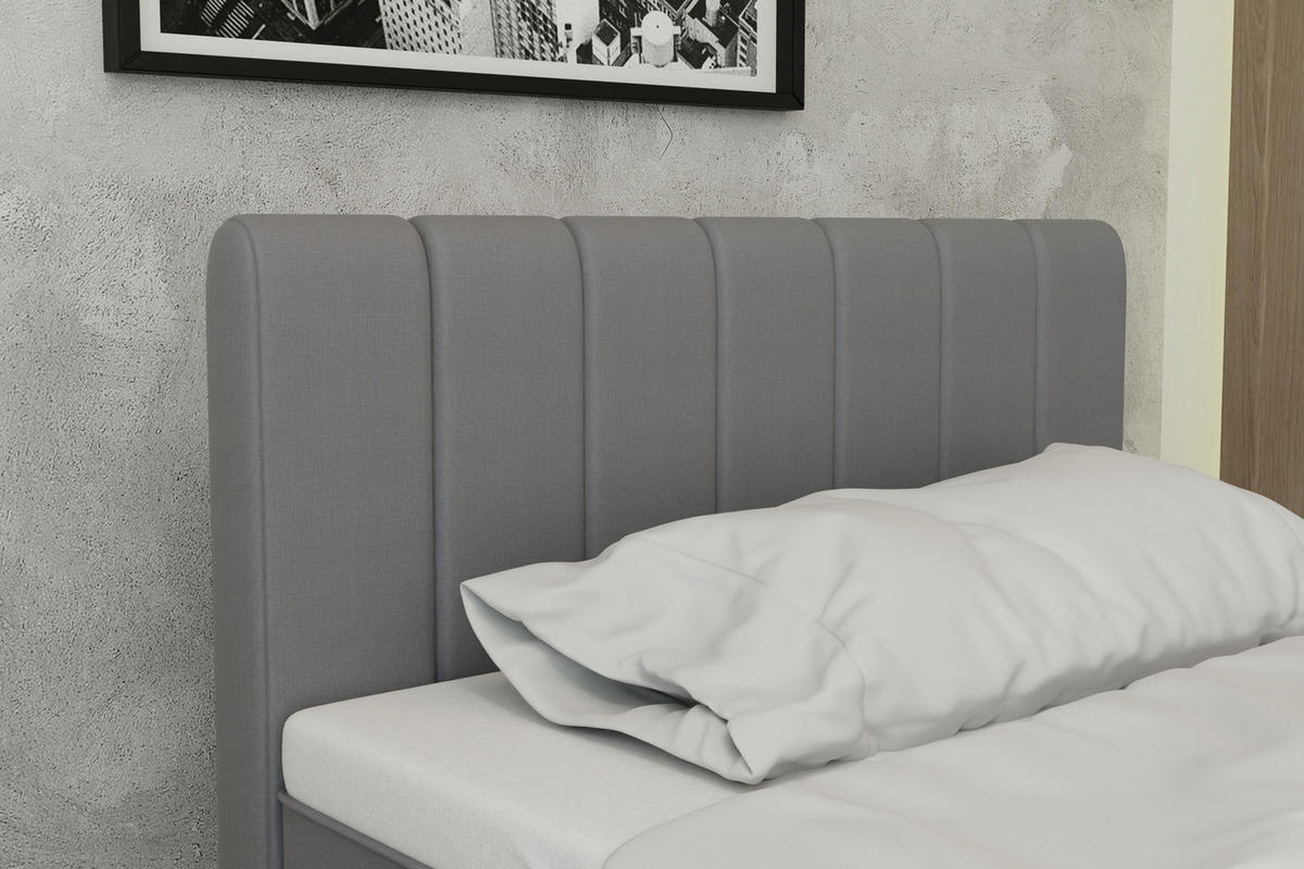 BOXBETT AVALON 120 x 200 cm mit Bettkasten und Topper - Dunkelgrau - Dunkelgrau, Holz - Panda Möbel