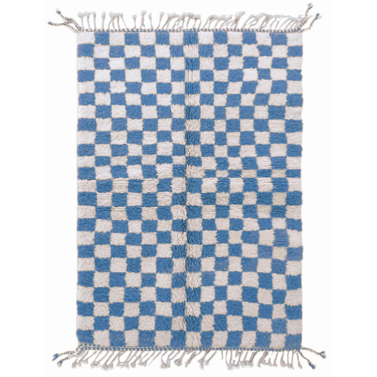 BERBERTEPPICH mit Karomuster aus Wolle 200x 300 cm - Blau, Naturmaterialien (200/300cm) - AFK Living