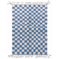 BERBERTEPPICH mit Karomuster aus Wolle 200x 300 cm - Blau, Naturmaterialien (200/300cm) - AFK Living