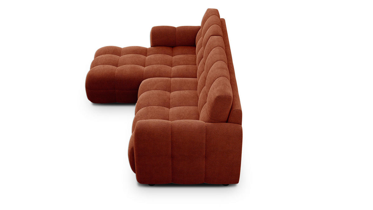 ECKSOFA MELLOW 3-Sitzer, dunkelorange - Dunkelorange/Schwarz, Holz/Textil (232/156cm) - Courtois Laville