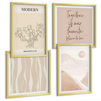 BILDER SET 4er Set - 50x50 cm & 40x60 cm Goldrahmen - Abstrakte Formen und Farben - Goldfarben, Kunststoff (50/50cm) - TULUP