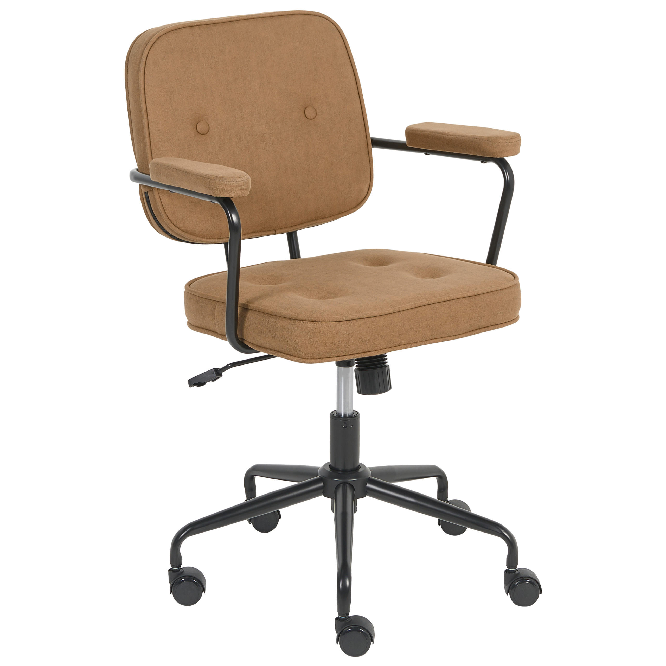 SCHREIBTISCHSTUHL drehbar Stoff Hellbraun Pawnee - Hellbraun, Textil (60/90/60cm) - Beliani
