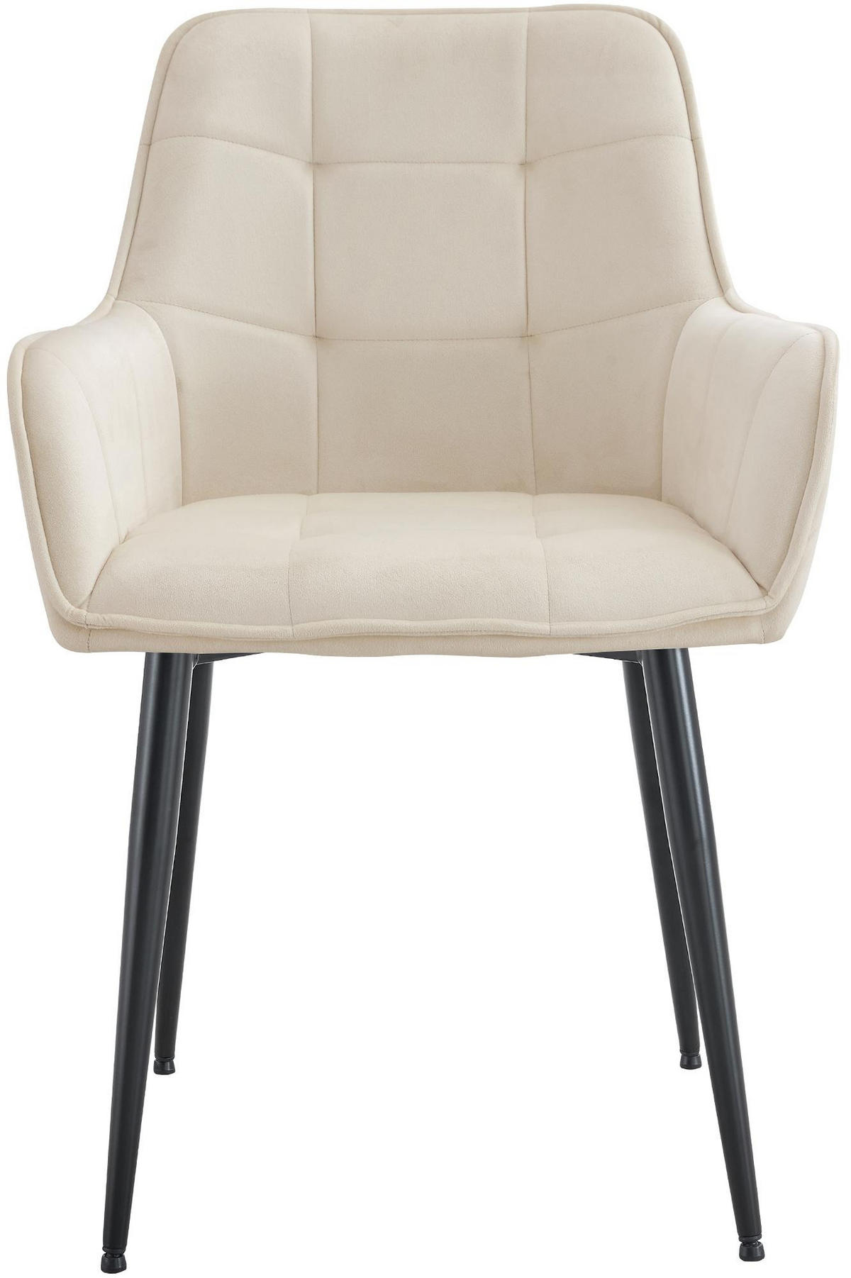 ESSZIMMERSTUHL 2er Set Samt Creme - Creme/Schwarz, Textil/Metall (58/86/62cm) - CLP