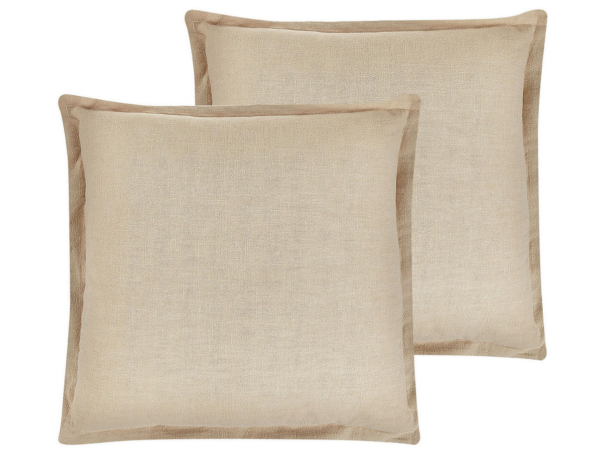 DEKOKISSEN 2er-Set Beige 45/45 cm Guzmania - Beige, Textil (45/45cm) - Beliani