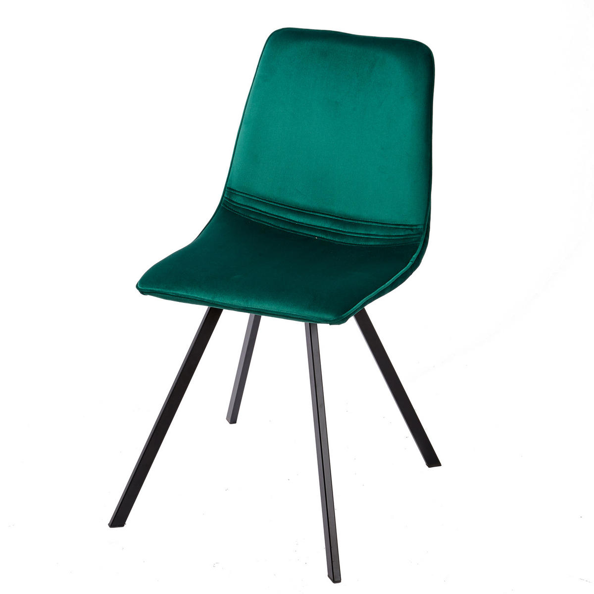 STUHL AMSTERDAM CHAIR Samt Smaragdgrün 85 cm - Schwarz/Grün, Textil/Metall (47/83/59cm) - riess-ambiente