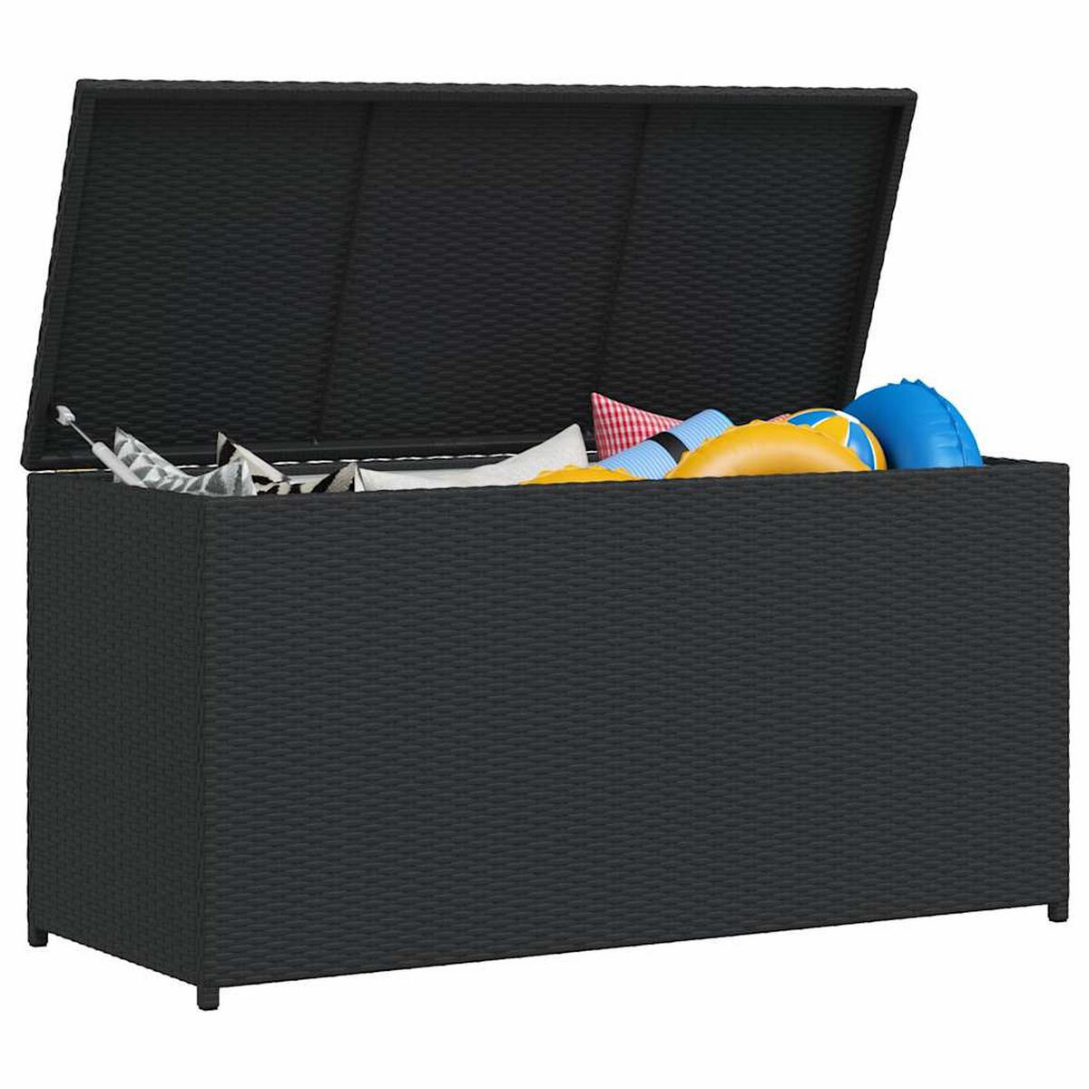 GARTEN-AUFLAGENBOX Schwarz 120/50/60 Cm Poly Rattan - Schwarz, Kunststoff (50/60/120cm) - vidaXL