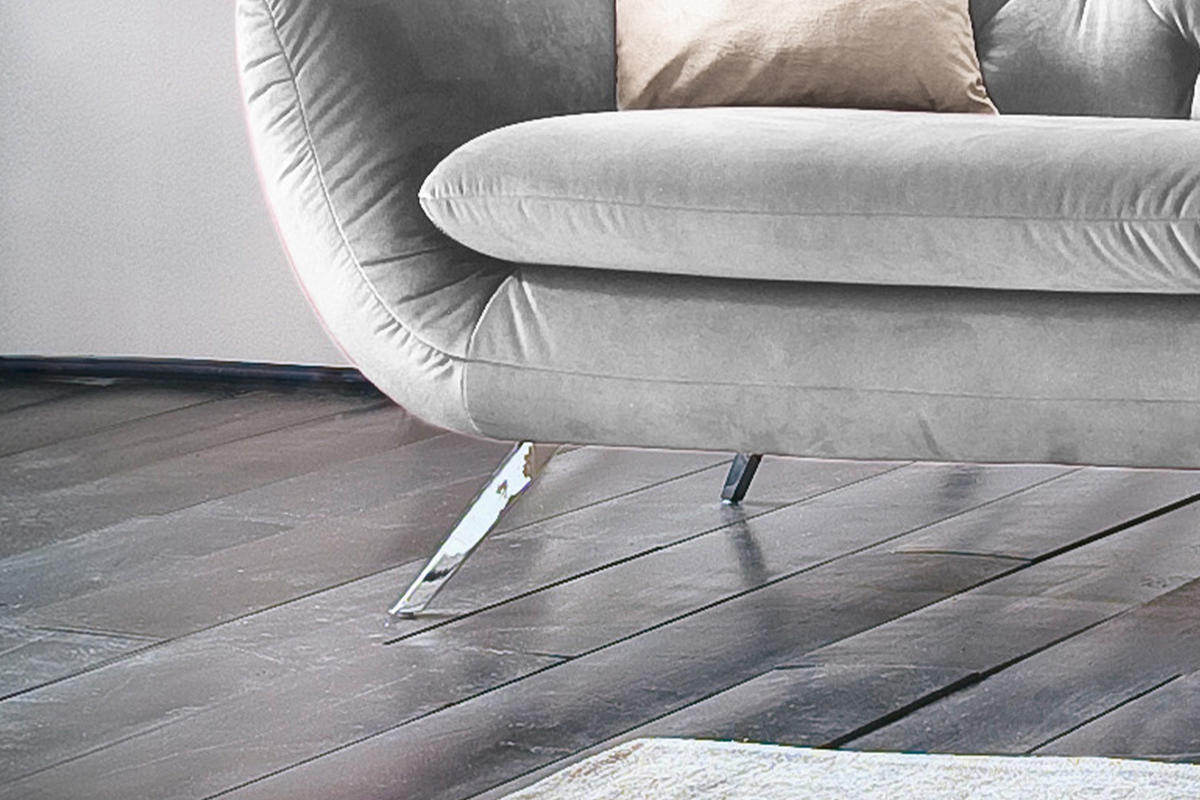 SOFA CHARME Silber Velvet - Silberfarben, Textil/Metall (175/94/95cm) - KAWOLA