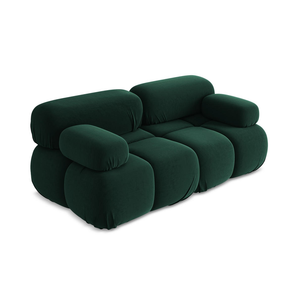 2-SITZER-SOFA Samt Stoff Grün - Blau/Dunkelgrün, Kunststoff/Textil (190/70/96cm) - LaMiaSofa