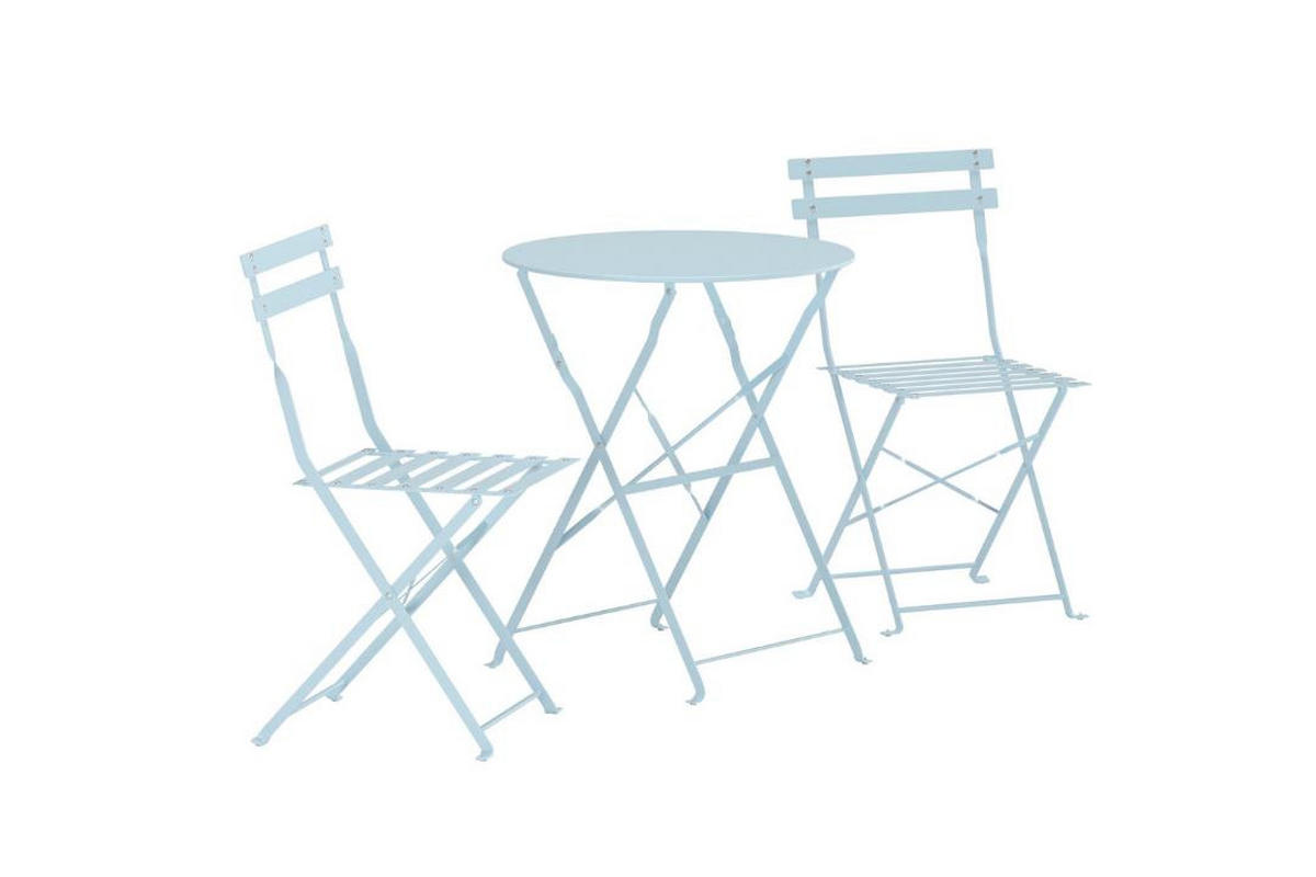 GARTENSET, Tao, Blau, Stahl, 60 x 60 x 71 cm, 3-teilig - Blau, Metall - ebuy24