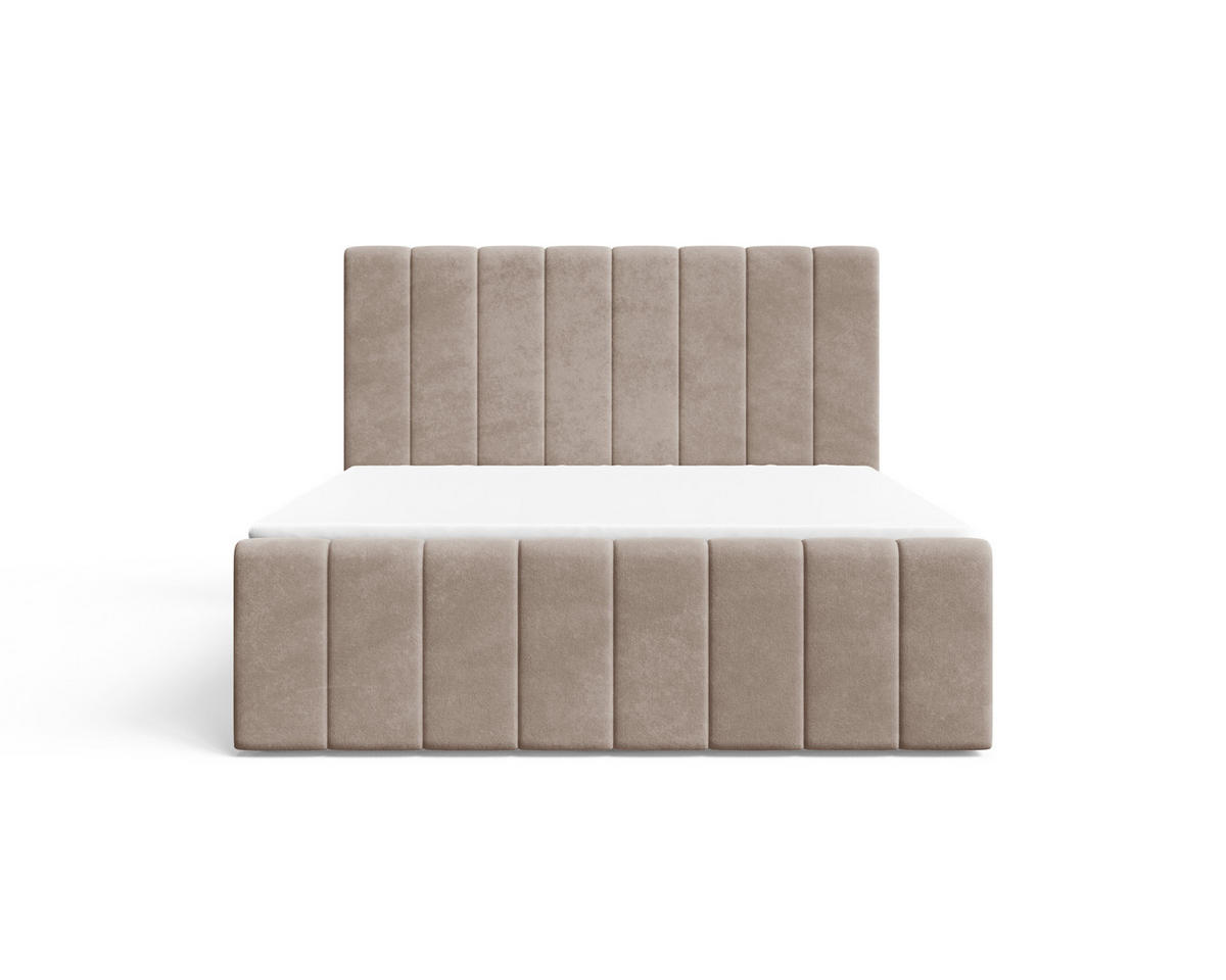 BOXBETT 01 BIS 140 x 200 cm - Manila - Modernes Polsterbett mit Bettkasten inkl. PU-Schaum-Topper und Federmechanismus - Cappuccino, Holz (140/200cm) - ROYAL24_MARKT