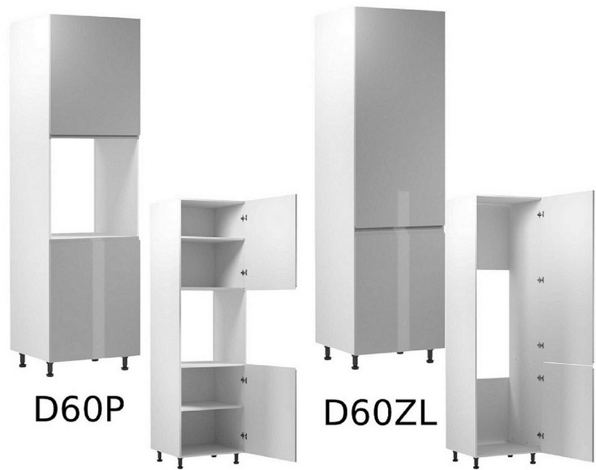 WINKELKÜCHE 320 cm x 320 cm x 200 cm- Aspen KA20-M320 - in Grau/Hochglanz - Grau, Holz (840/212/58cm)