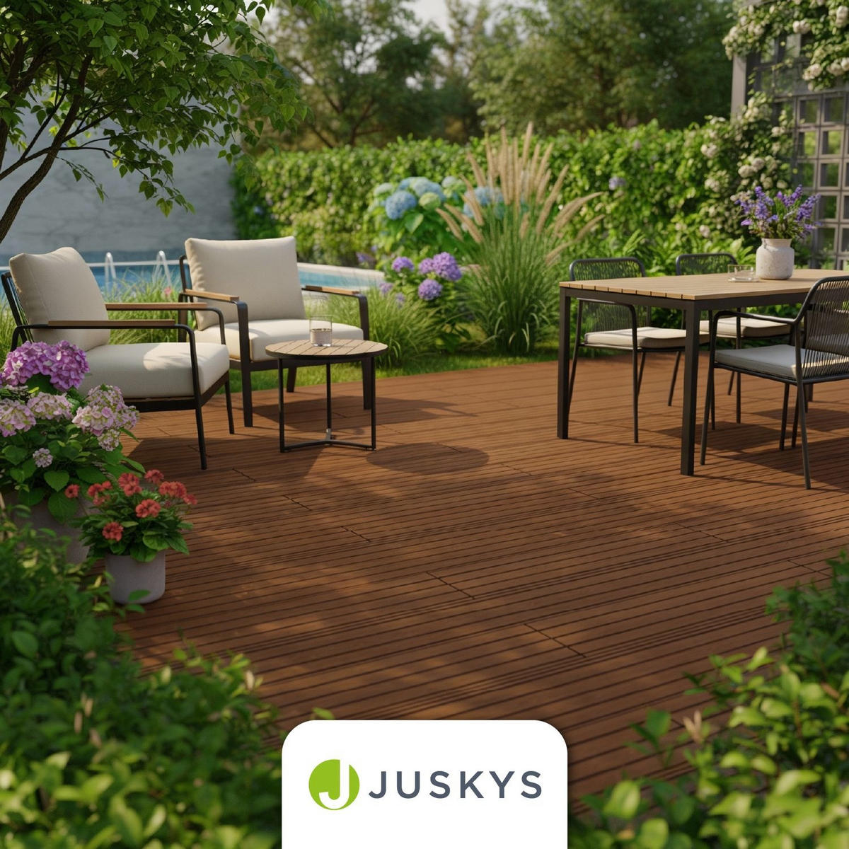 TERRASSENDIELEN WPC Teak 10 m² - Teakfarben, Kunststoff (220/14.6/2.5cm) - Juskys