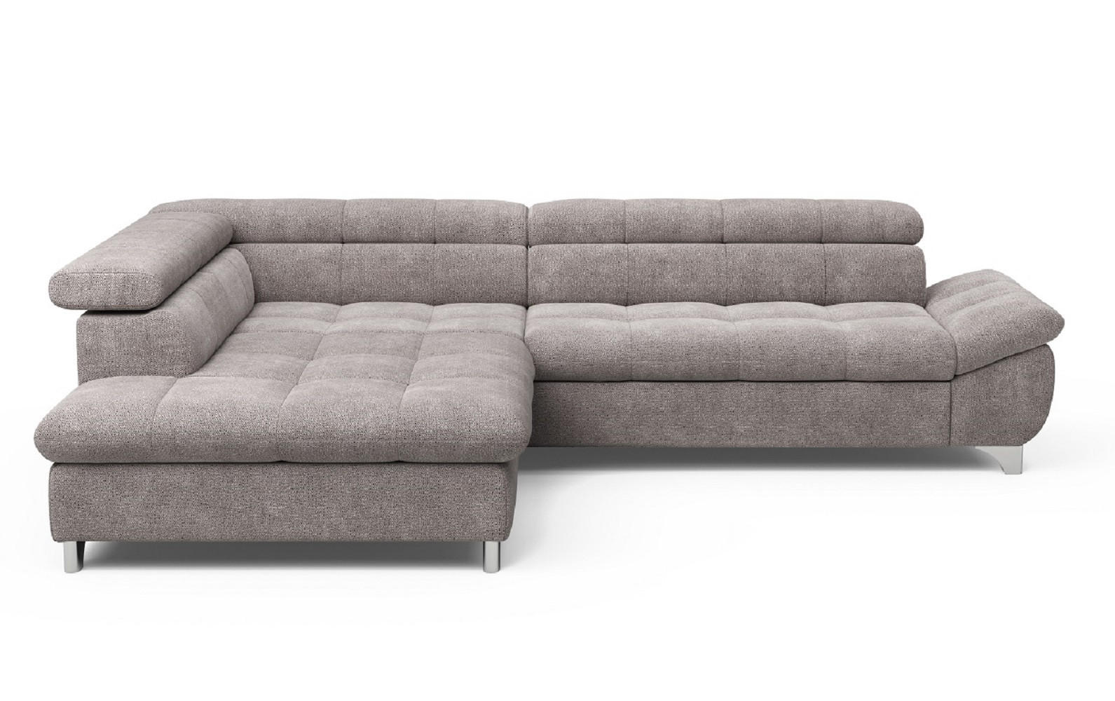 ECKSOFA mit Schlaffunktion und verstellbare Kopflehnen - Taupe/Silberfarben, Textil/Metall (312/234cm) - Cotta