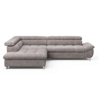 ECKSOFA mit Schlaffunktion und verstellbare Kopflehnen - Taupe/Silberfarben, Textil/Metall (312/234cm) - Cotta