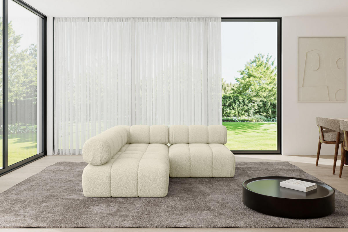 ECKSOFA modulares Sofa Samaro-L1 - 190x190x70 cm Beige Bouclé - Beige, Holzwerkstoff/Textil (190/190cm) - ALTDECOR