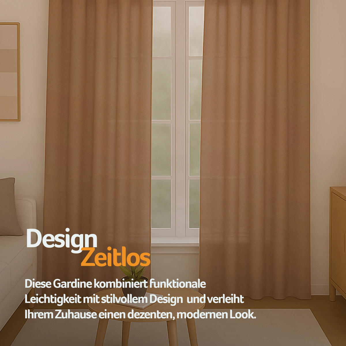 SCHLAUFENSCHAL blickdicht 140x175 cm Hellbraun 2er-Pack - Hellbraun, Textil (140/175cm)