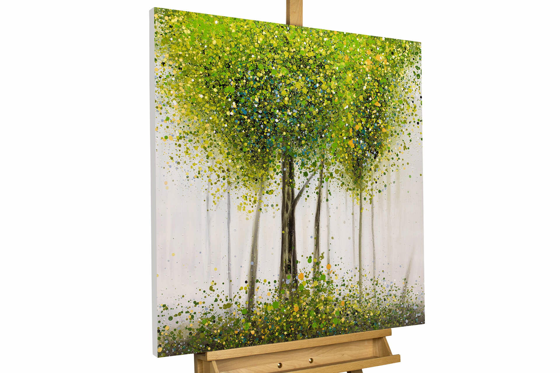 ÖLGEMÄLDE 80/80 cm - Weiß/Grün, Holz/Textil (1.52/80cm) - KUNSTLOFT