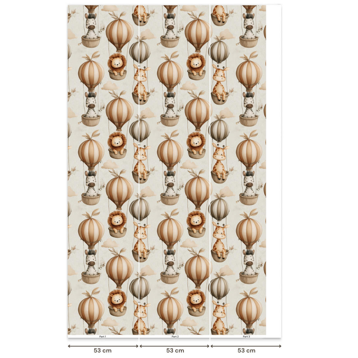 KINDERTAPETE - Safari - Heißluftballons - Taupe - 140x240 cm - Beige, Papier (140/240cm) - OnlyWow