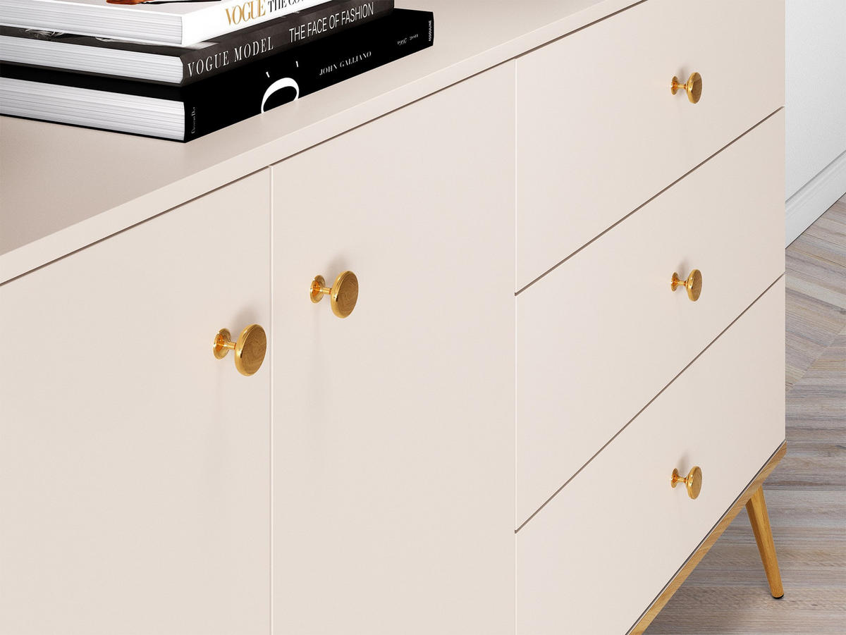 SIDEBOARD Selgin Greige 160 cm - Taupe/Goldfarben, Holzwerkstoff/Metall (160/84.8/39.7cm) - Selsey