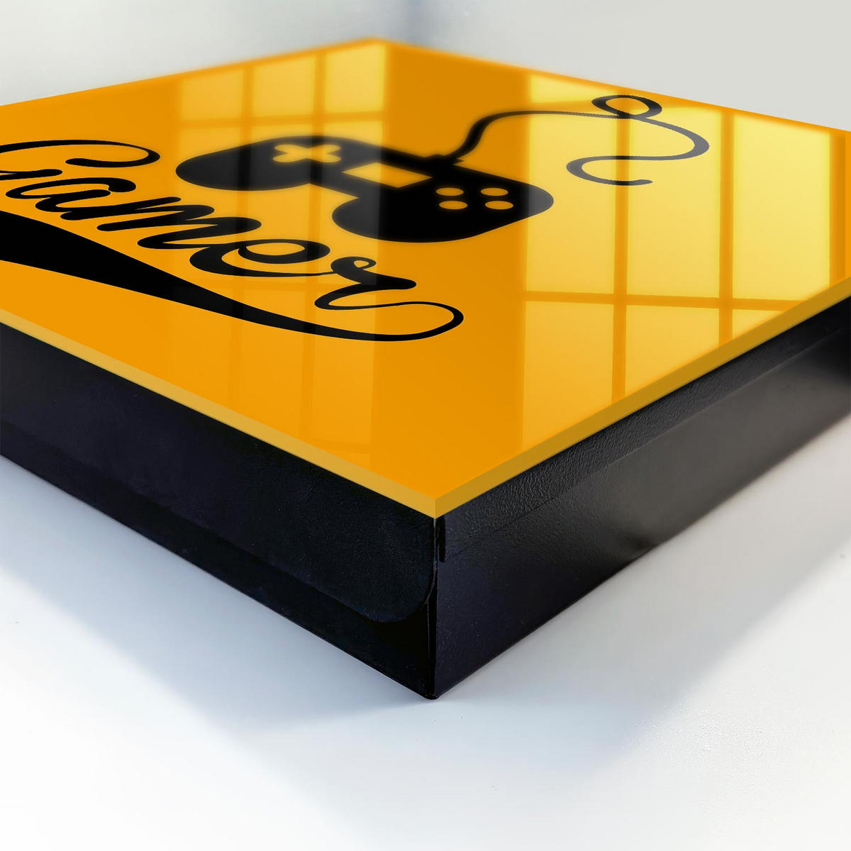 SCHLÜSSELBOX Schwarz 30x30 cm- Türöffnung nach rechts - Pad und das Wort GAMER - Orange, Metall (30/30/5cm) - TULUP