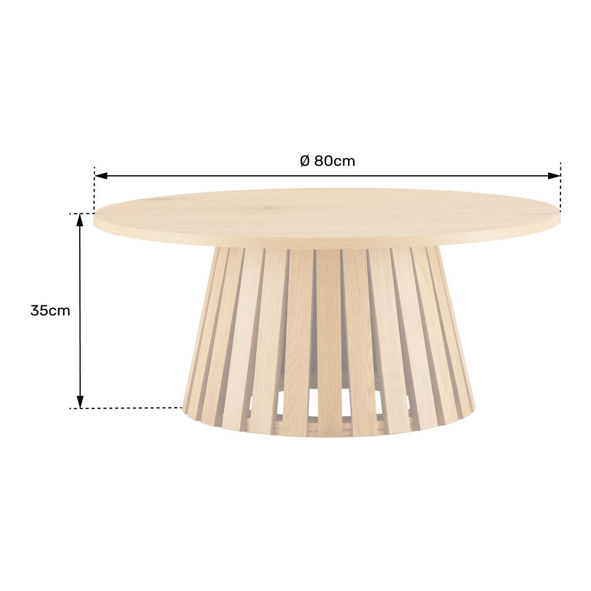 COUCHTISCH Liv Schwarz Ø 80 cm - Schwarz, Holzwerkstoff (80/80/35cm) - Happy Garden